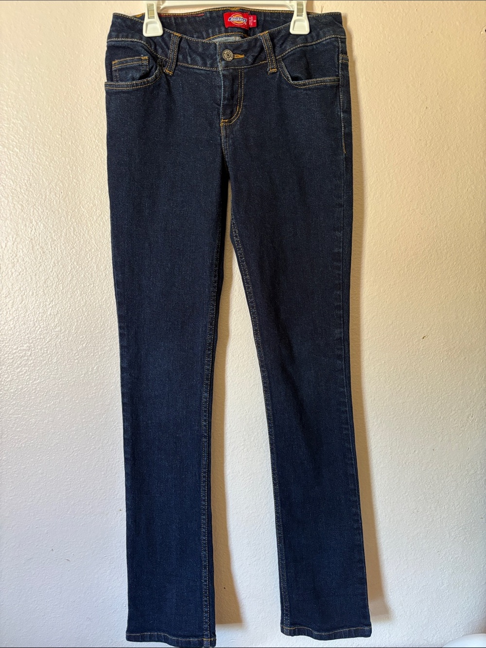 Dickies Women's Dark Denim Ultra Low Rise Straight Jeans, Size 5